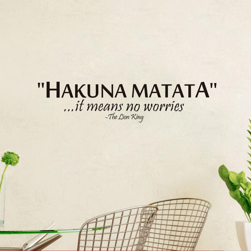Hakuna Matata No Worry quote wall