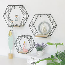 Load image into Gallery viewer, Wood Iron Art Hexagonal Grid Wall Decoration