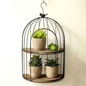 Retro iron balcony bird cage shelf